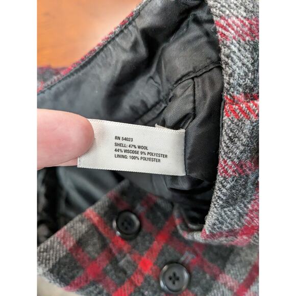 Gap Plaid Pencil Skirt Sailor 0 Red Black Gray Front Zip Buttons Mini Wool Blend - Picture 7 of 11